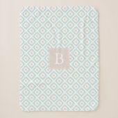 Couverture Sherpa Bébé bleu Motif géométrique Monogrammé (Devant)