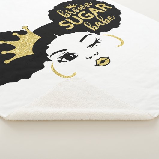 Couverture Sherpa Bébé Brown de sucre en noir et or (3/4)