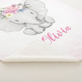 Couverture Sherpa Bébé de fille personnalisé par éléphant floral (3/4)