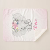 Couverture Sherpa Bébé de fille personnalisé par éléphant floral (Devant (Horizontal))