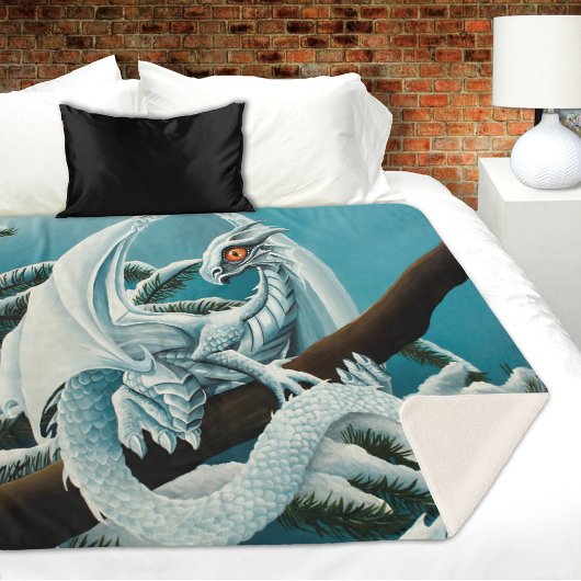 Couverture Sherpa Bébé Dragon d'hiver blanc