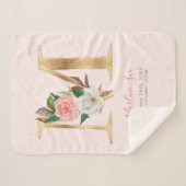 Couverture Sherpa Bébé fille rose & or statistiques de naissance - L (Devant (Horizontal))