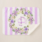 Couverture Sherpa Bébé floral de crèche de fille de rayures (Devant (Horizontal))