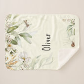 Couverture Sherpa Bébé Garçon aquarelle Floral, Petite poussette (Devant (Horizontal))