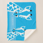 Couverture Sherpa Bébé garçon's Bame Giraffe Blue Blanket (Devant)