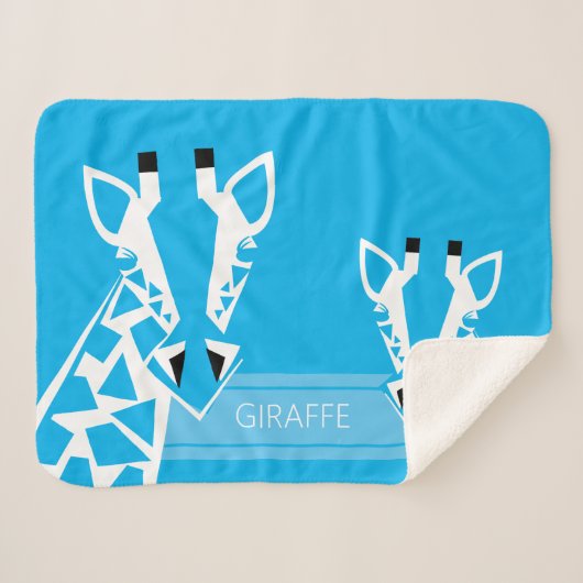 Couverture Sherpa Bébé garçon's Bame Giraffe Blue Blanket (Devant (Horizontal))