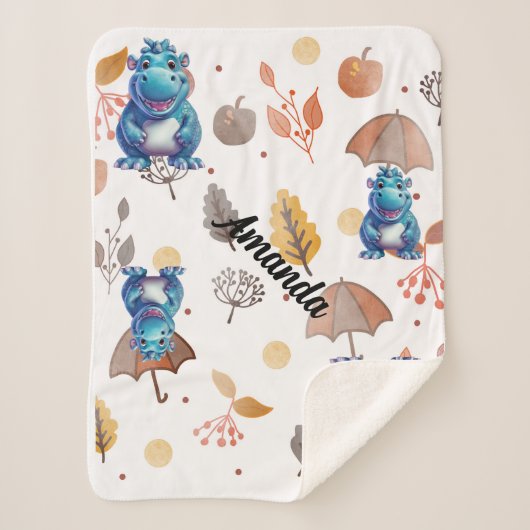 Couverture Sherpa bébé hippo souriant (Devant)