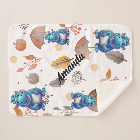 Couverture Sherpa bébé hippo souriant (Devant (Horizontal))