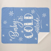 Couverture Sherpa Bébé Il fait froid dehors Bleu (Devant (Horizontal))