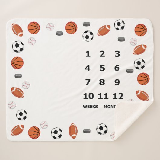 Couverture Sherpa Bébé Jalon Blanche Sports Design (Devant (Horizontal))