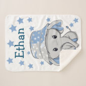 Couverture Sherpa Bébé mignon éléphant garçon   (Devant (Horizontal))