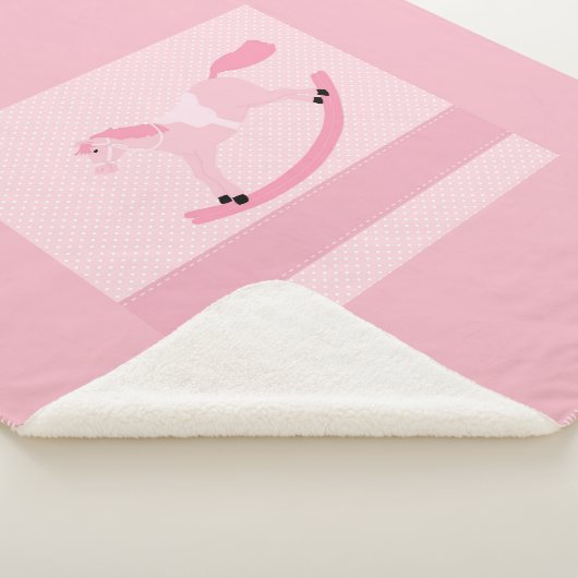 Couverture Sherpa Bébé mignon fille rose Rocking Horse (3/4)