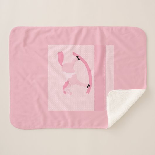 Couverture Sherpa Bébé mignon fille rose Rocking Horse (Devant (Horizontal))