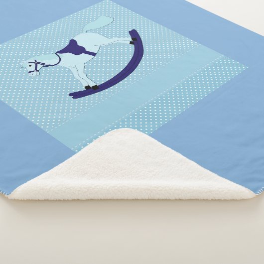 Couverture Sherpa Bébé mignon Garçon bleu Rocking Horse (3/4)