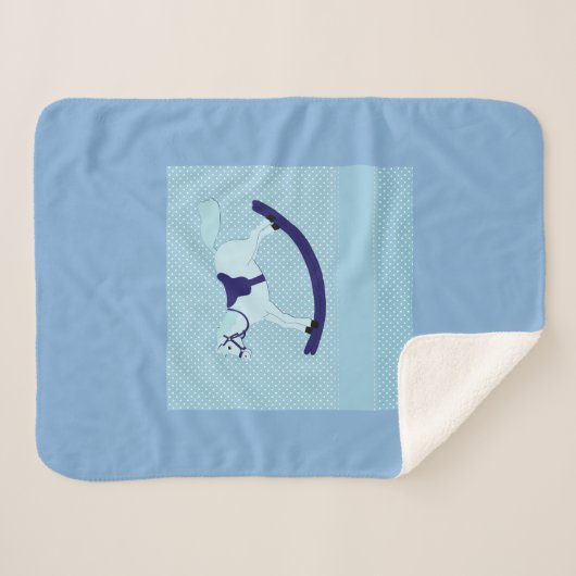 Couverture Sherpa Bébé mignon Garçon bleu Rocking Horse (Devant (Horizontal))