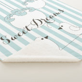 Couverture Sherpa Bébé personnalisé Bleu bande mignonne Oiseaux Enfa (3/4)