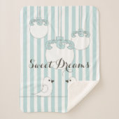 Couverture Sherpa Bébé personnalisé Bleu bande mignonne Oiseaux Enfa (Devant)