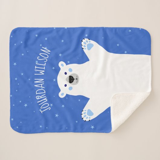 Couverture Sherpa Bébé polaire gris clair bleu royal (Devant (Horizontal))