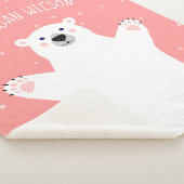 Couverture Sherpa Bébé rose gris à l'ours polaire blanc (3/4)