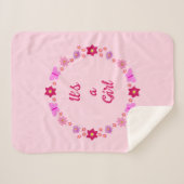 Couverture Sherpa Bébé rose Papillons et fleurs personnalisés (Devant (Horizontal))