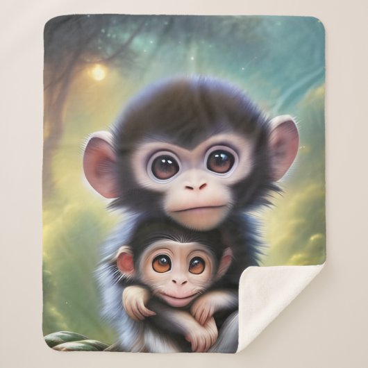 Couverture Sherpa Bébé singes (Devant)