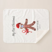 Couverture Sherpa Bébés mignons Premier pain d'épices de Noël Monogr (Devant (Horizontal))