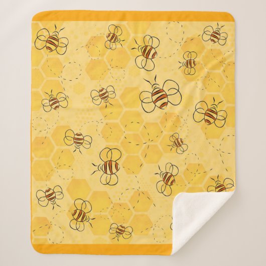Couverture Sherpa Bee Buzzing Honey Bees mignonne (Devant)