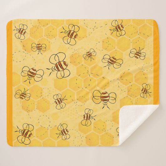Couverture Sherpa Bee Buzzing Honey Bees mignonne (Devant (Horizontal))
