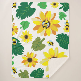 Couverture Sherpa Bee de tournesol mignonne
