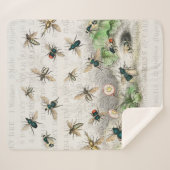 Couverture Sherpa Bee Honey Travailleur Queen Bees Antique (Devant (Horizontal))