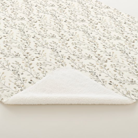 Couverture Sherpa Beige Cream Gray Brown Botanical Leaves Neutral  (3/4)