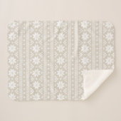 Couverture Sherpa Beige et blanc Fair Isle Imprimer | Décor de vacan (Devant (Horizontal))