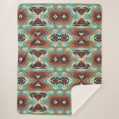 Couverture Sherpa Beige Rouge Brown Aqua Bleu Vert Black Tribal Art (Devant)