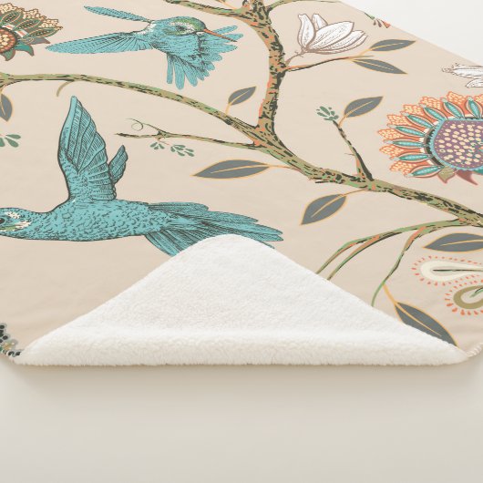 Couverture Sherpa Beige seamless pattern with stylized flowers and b (3/4)