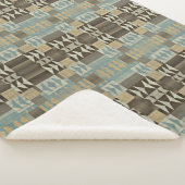 Couverture Sherpa Beige Turquoise Bleu Vert Taupe Brown Motif tribal (3/4)