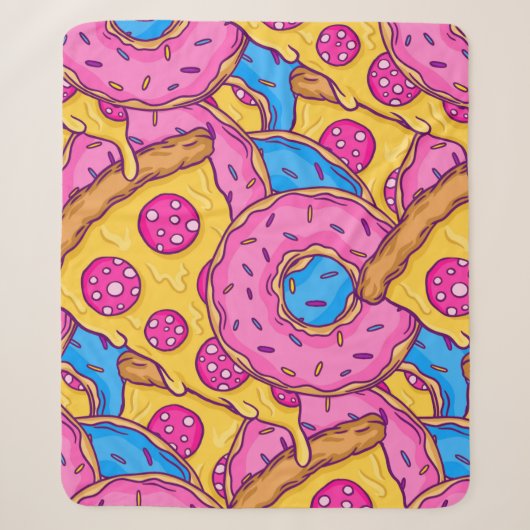 Couverture Sherpa beignets roses pizza beignets (Devant)