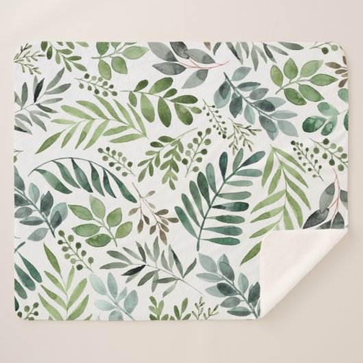 Couverture Sherpa Belle aquarelle Botanique Feuille Motif (Devant (Horizontal))