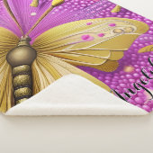 Couverture Sherpa Belle Aquarelle Papillon Or Personnalisée (3/4)