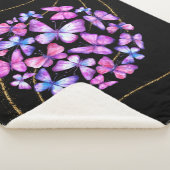 Couverture Sherpa Belle Aquarelle Papillons avec Boule d'Or (3/4)