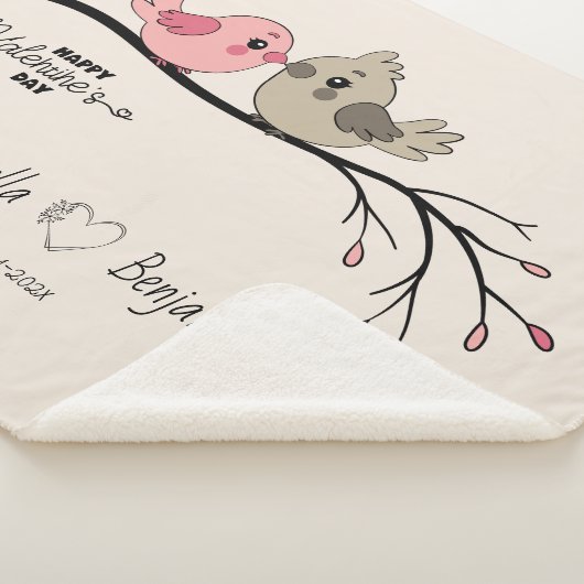 Couverture Sherpa Belle Cartoon Lovebirds sur la branche Saint-Valen (3/4)