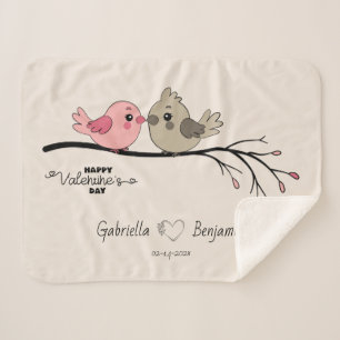 Couverture Sherpa Belle Cartoon Lovebirds sur la branche Saint-Valen