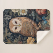 Couverture Sherpa Belle chouette dans le jardin style Art nouveau (Devant (Horizontal))