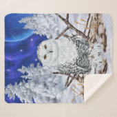 Couverture Sherpa Belle Chouette neigeuse en neige Imprimer (Devant (Horizontal))