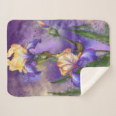 Couverture Sherpa Belle Fleur d'Iris - Peinture d'Art Migned (Devant (Horizontal))