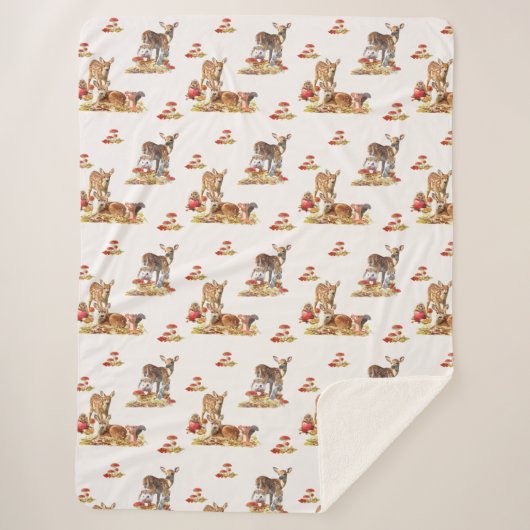 Couverture Sherpa Belle Forêt Animale Automne Motif Art (Devant)