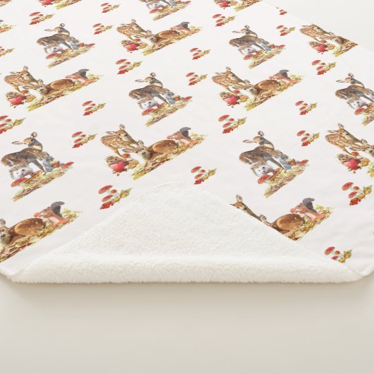 Couverture Sherpa Belle Forêt Animale Automne Motif Art (3/4)