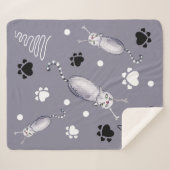 Couverture Sherpa Belle Illustration Chats Et Paws (Devant (Horizontal))