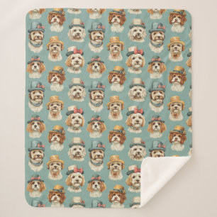 Couverture Sherpa Belle illustration de Chiens en Casquette