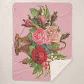 Couverture Sherpa belle impression de panier de fleurs victoriennes (Devant)
