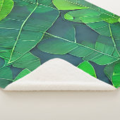 Couverture Sherpa Belle Motif Feuille verte (3/4)